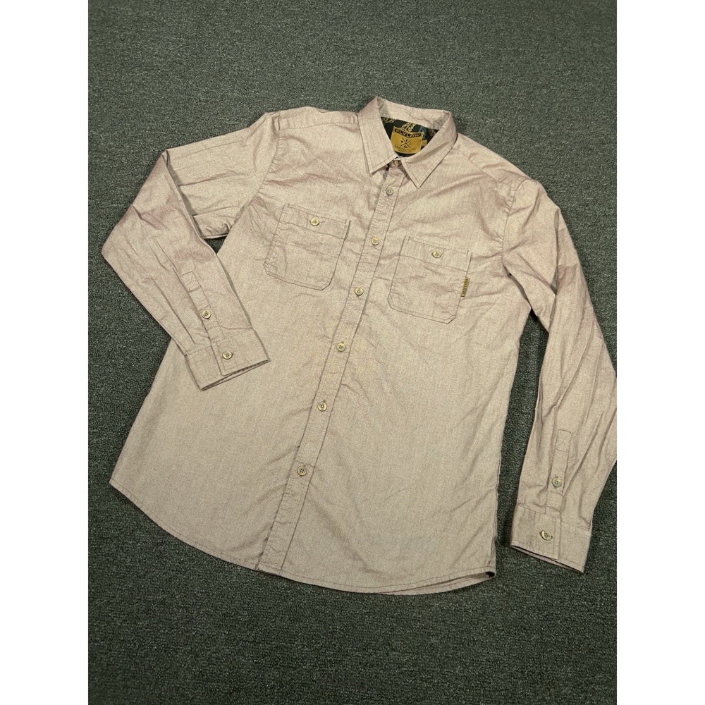 Flylow Habitat Line Shirt Men's XL Brown Red Chambray Long Sleeve Workwear